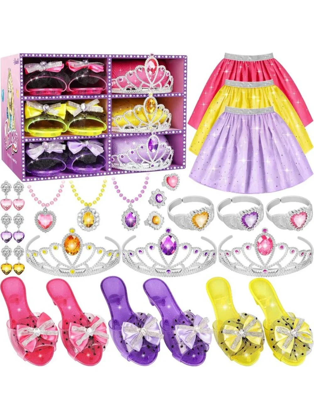 Princess Dress Up Toys & Jewelry Set for Girls Role Play Gift Ages 3+-Purple